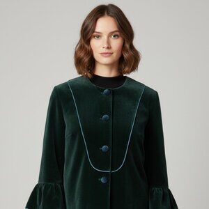 WEARITBE Women's Jacket Blazer Green Velvet Velour Size Large NWT